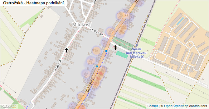 Ostrožská - mapa podnikání