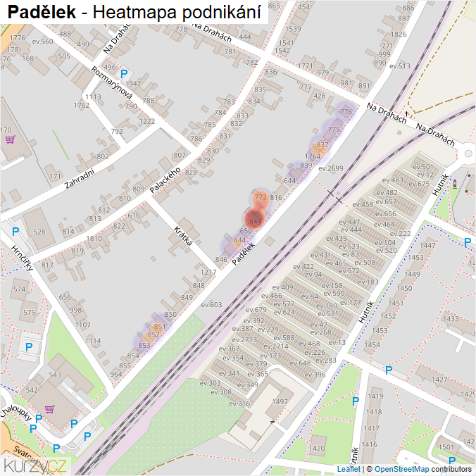 Mapa Padělek - Firmy v ulici.