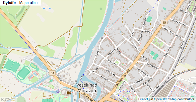 Rybáře - mapa ulice