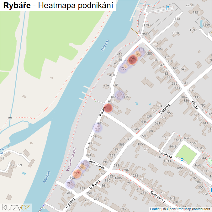 Mapa Rybáře - Firmy v ulici.