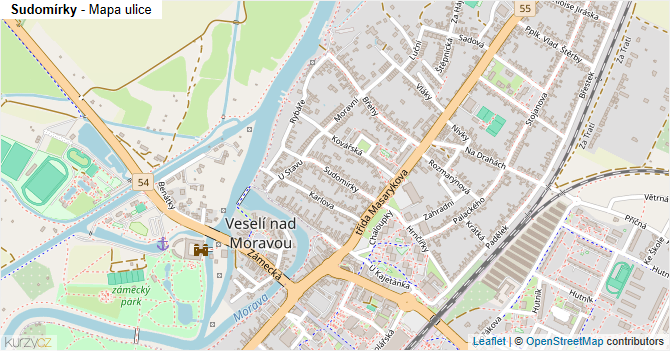 Sudomírky - mapa ulice