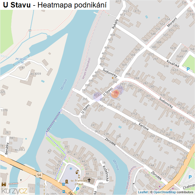 Mapa U Stavu - Firmy v ulici.