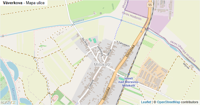 Váverkova - mapa ulice