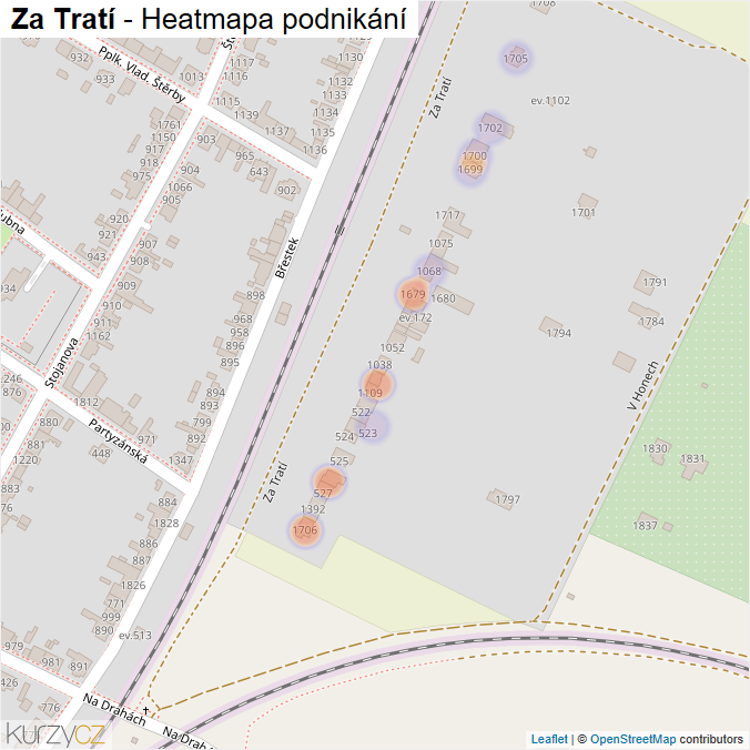 Mapa Za Tratí - Firmy v ulici.