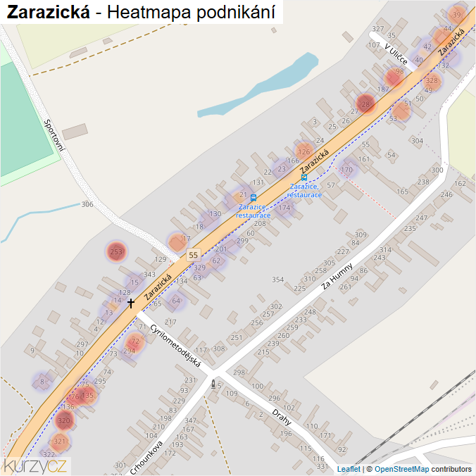 Mapa Zarazická - Firmy v ulici.