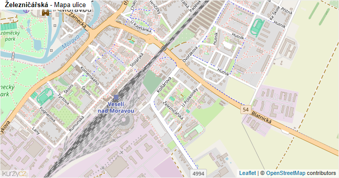 Železničářská - mapa ulice