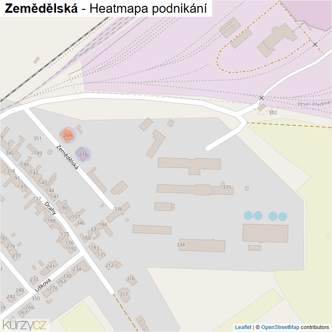 Mapa Zemědělská - Firmy v ulici.