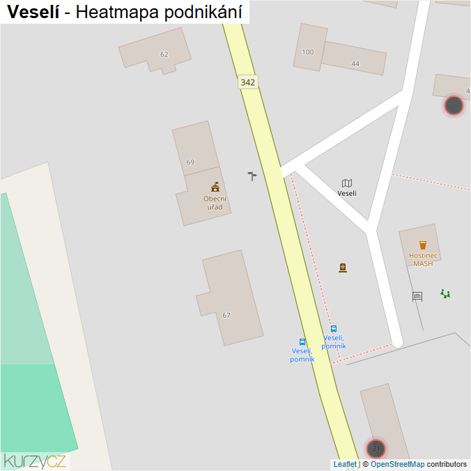 Mapa Veselí - Firmy v obci.