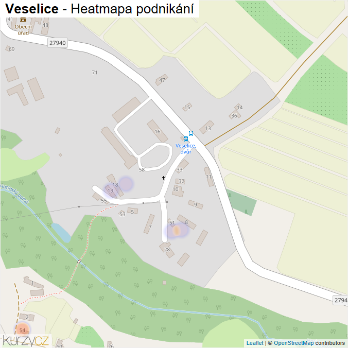 Mapa Veselice - Firmy v části obce.