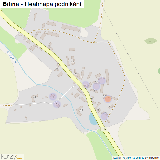 Mapa Bilina - Firmy v části obce.
