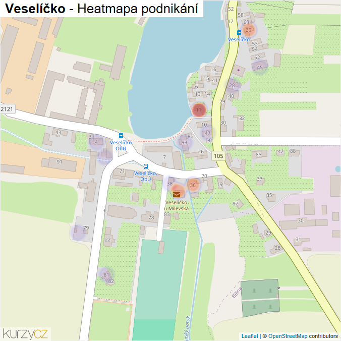 Mapa Veselíčko - Firmy v části obce.