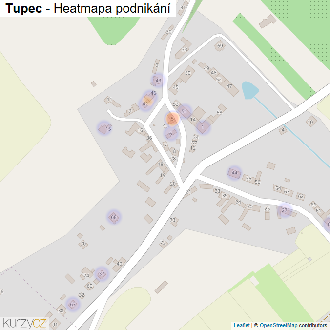 Mapa Tupec - Firmy v části obce.