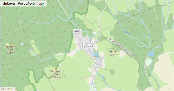 Buková - záplavové mapy stoleté vody