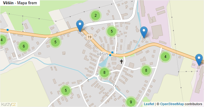 Věšín - mapa firem
