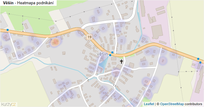 Věšín - mapa podnikání