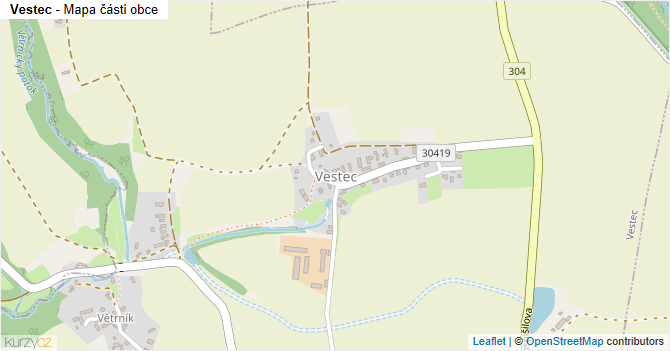 Vestec - mapa části obce