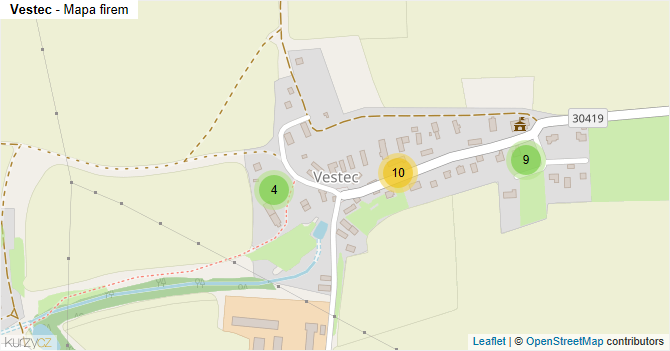 Vestec - mapa firem