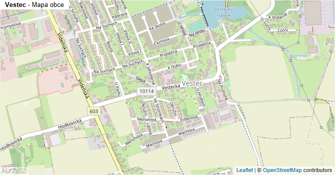 Vestec - mapa obce