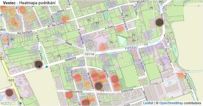 Vestec - mapa podnikání