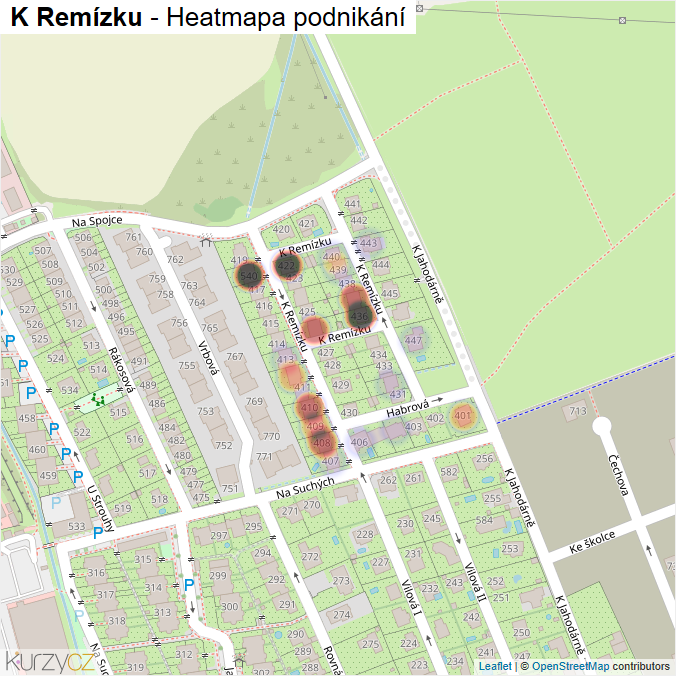 Mapa K Remízku - Firmy v ulici.