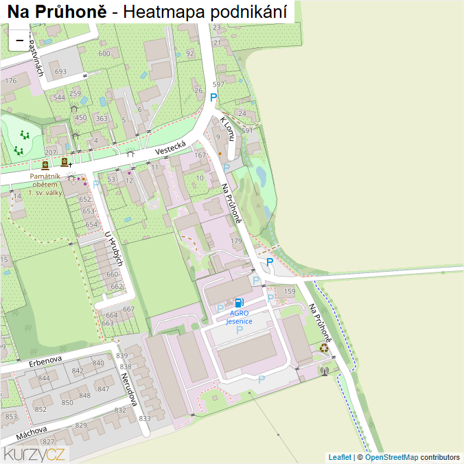 Mapa Na Průhoně - Firmy v ulici.