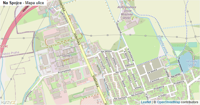 Na Spojce - mapa ulice