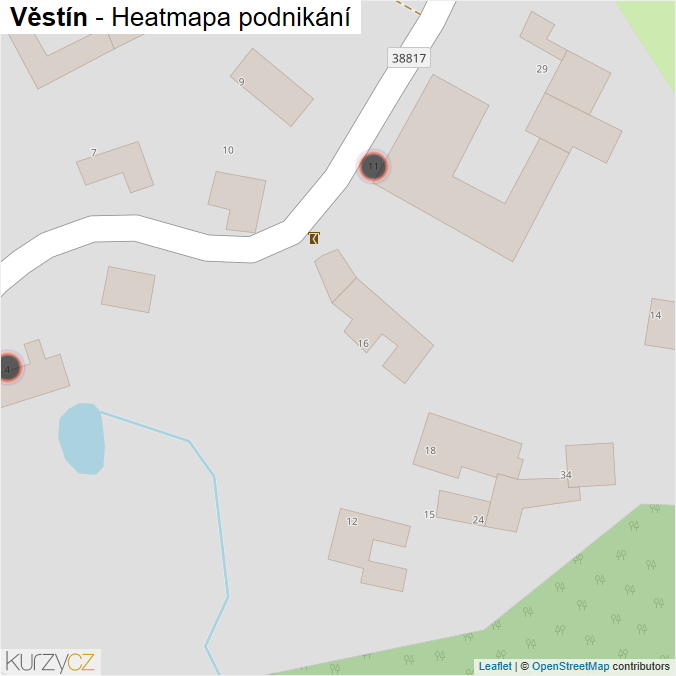 Mapa Věstín - Firmy v obci.