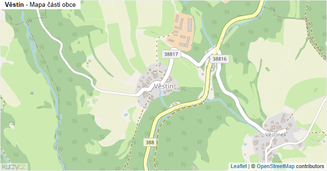 Věstín - mapa části obce