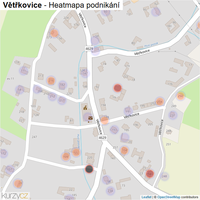Mapa Větřkovice - Firmy v části obce.