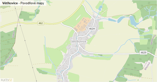 Větřkovice - záplavové mapy stoleté vody