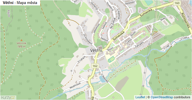 Větřní - mapa města