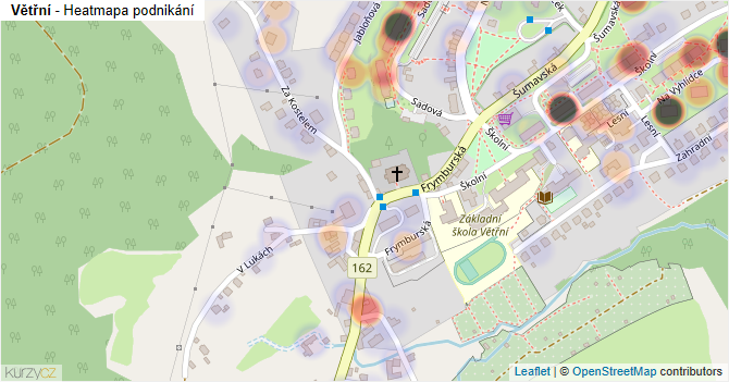 Větřní - mapa podnikání