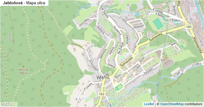 Jabloňová - mapa ulice