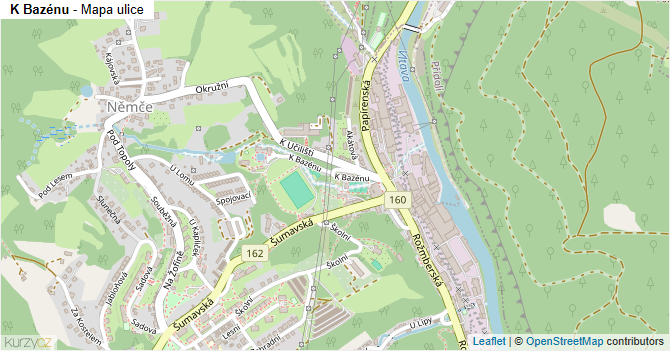 K Bazénu - mapa ulice