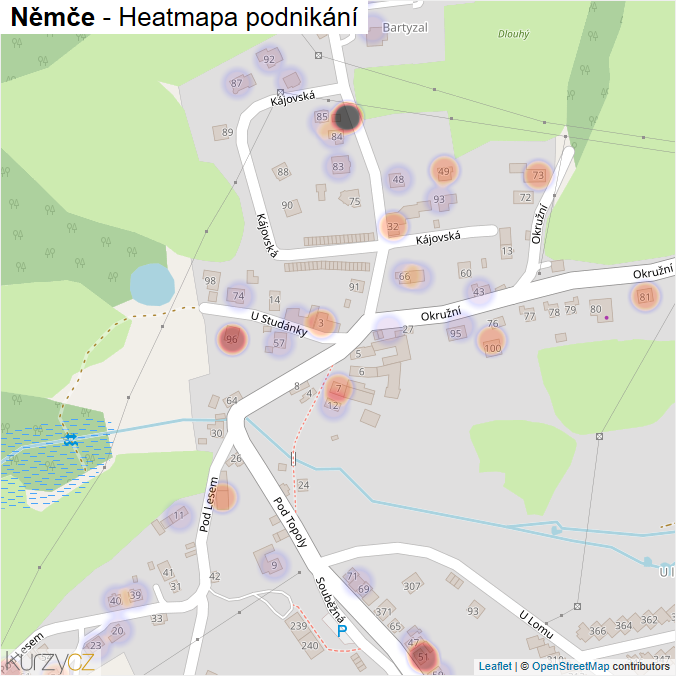 Mapa Němče - Firmy v části obce.
