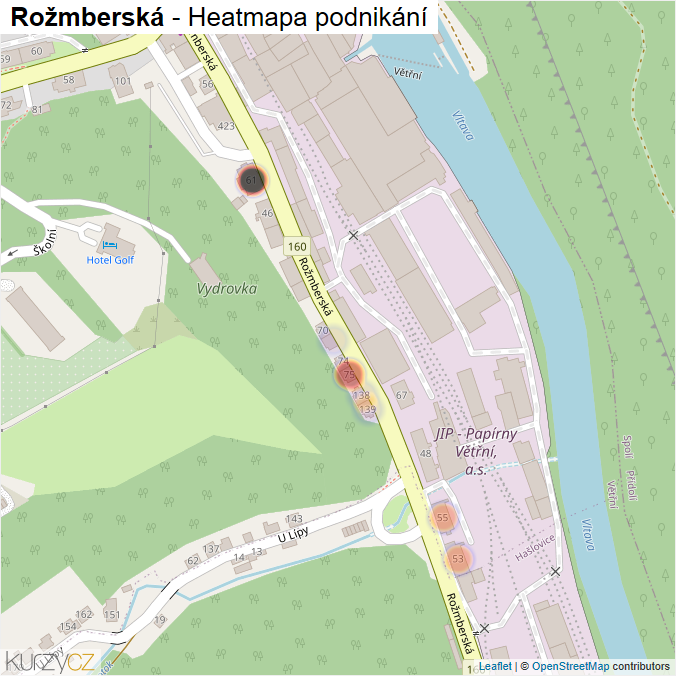 Mapa Rožmberská - Firmy v ulici.