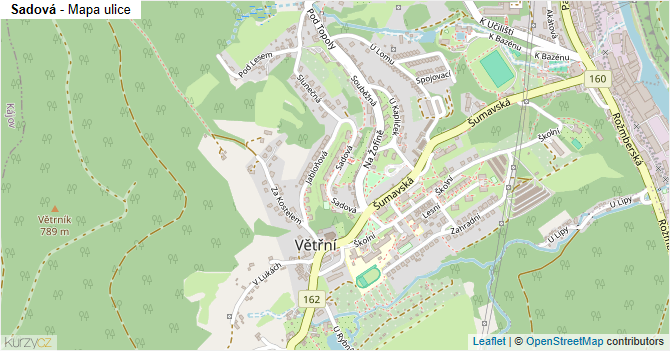 Sadová - mapa ulice
