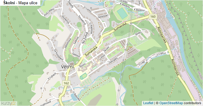 Školní - mapa ulice