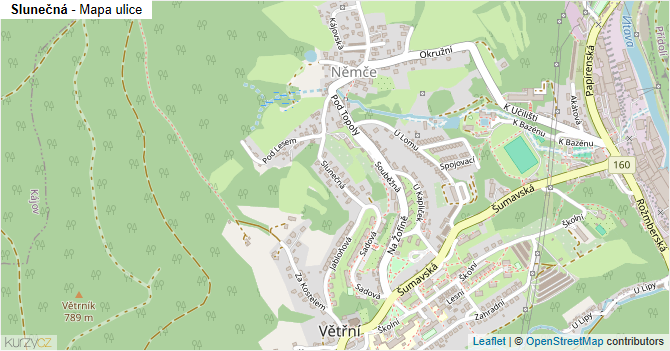 Slunečná - mapa ulice