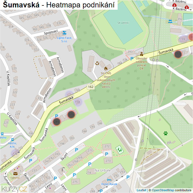 Mapa Šumavská - Firmy v ulici.