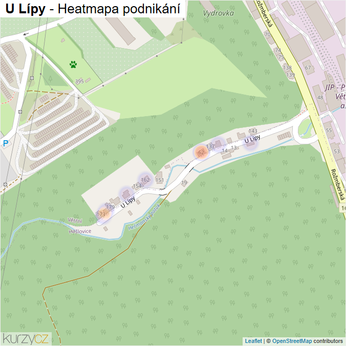 Mapa U Lípy - Firmy v ulici.