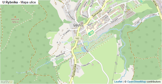 U Rybníka - mapa ulice