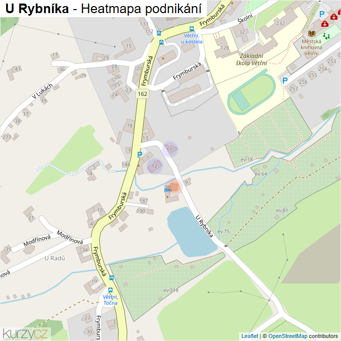 Mapa U Rybníka - Firmy v ulici.