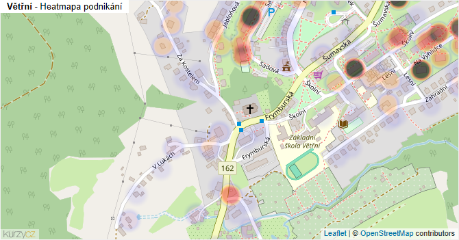 Větřní - mapa podnikání