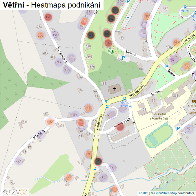 Mapa Větřní - Firmy v části obce.