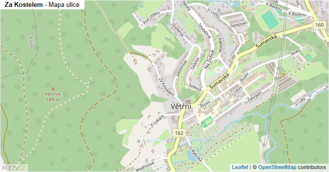 Za Kostelem - mapa ulice