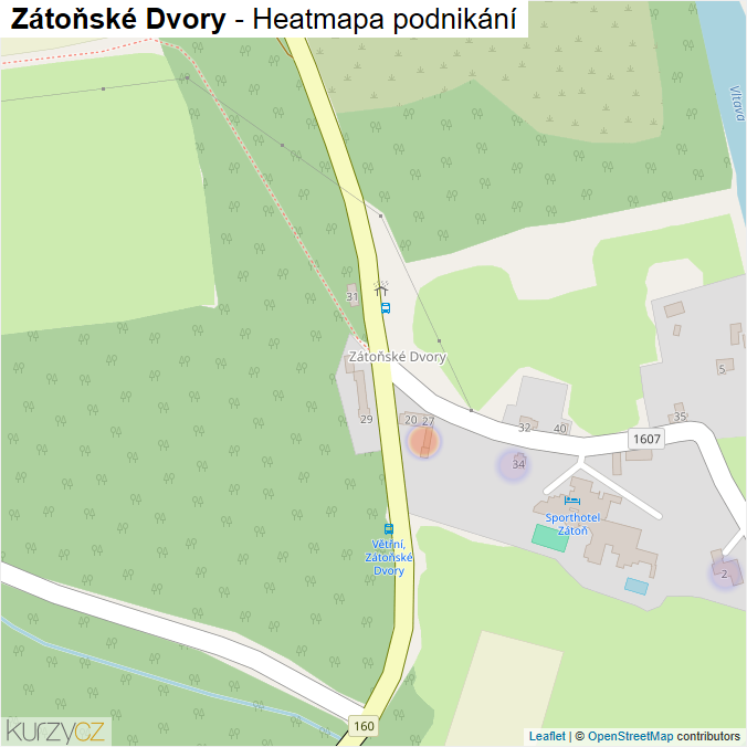 Mapa Zátoňské Dvory - Firmy v části obce.