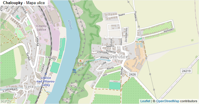 Chaloupky - mapa ulice