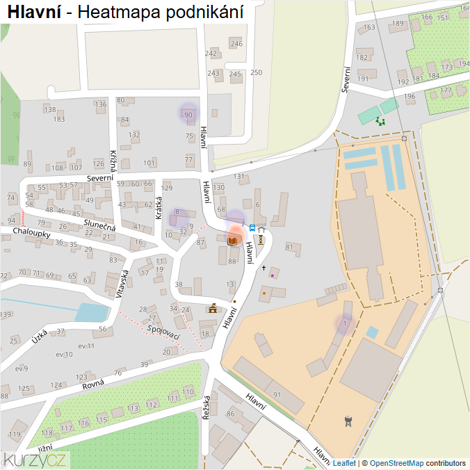 Mapa Hlavní - Firmy v ulici.