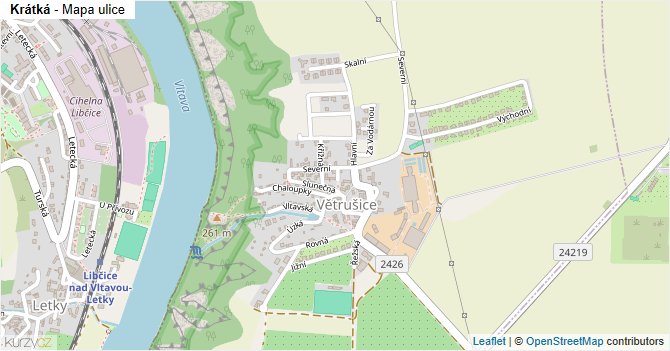 Krátká - mapa ulice
